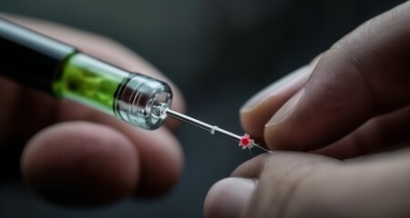  Precision in action - Hand holding a syringe with a needle and a small amount of liquid