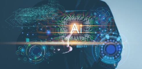 man press start ai application to launch work on internet network