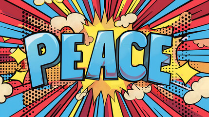 A Vibrant background with the word " Peace "  on Abstract Graffiti pop style Typography commercial Background