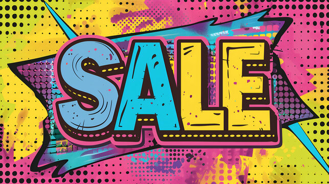 A Vibrant background with the word " Sale "  on Abstract Graffiti pop style Typography commercial Background