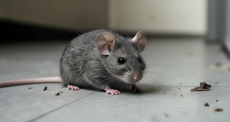  A curious gray mouse exploring its surroundings