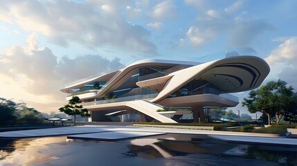 Elegant Baroque Design: Large Building with a Curved Roof