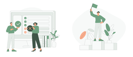Decision Making and Leadership. Flat Cartoon Vector Illustration. Vector illustration, suitable for web landing page, ui, mobile app.