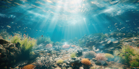 Fototapeta na wymiar Underwater scene with fishes