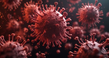 Fototapeta premium Viral outbreak - A microscopic view of a pandemic threat