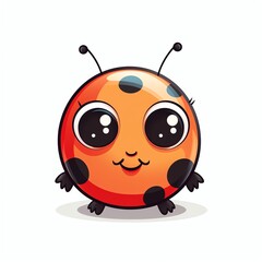 Obraz premium Ladybug, isolated on a white background, svg, basic, minimalistic, crisp lines, kawaii style
