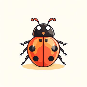 Ladybug, isolated on a white background, svg, basic, minimalistic, crisp lines, kawaii style