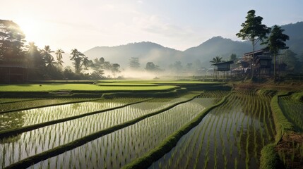 Rice field in the morning