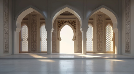 Blank banner design with mosque background, Ai generated Images