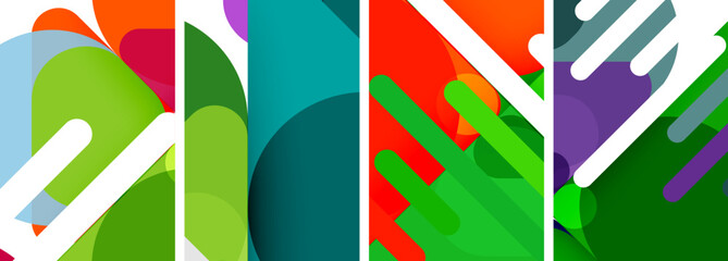 Colorful bright geometric abstract compositions for wallpaper, business card, cover, poster, banner, brochure, header, website