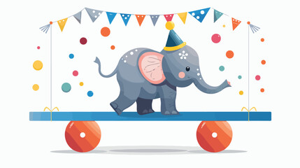Elephant circus entertainment balance icon vector il