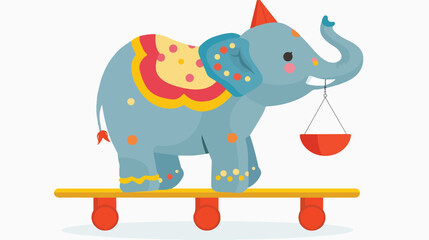 Elephant circus entertainment balance icon vector il