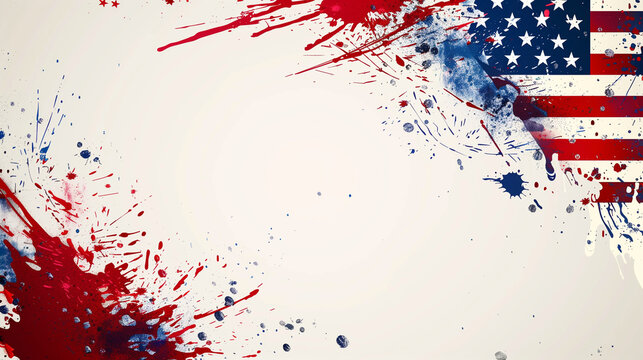 Blank banner design with american flag splash background. Ai generated Images