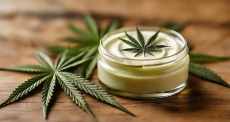 Obraz na płótnie Canvas Cannabis-infused cream, a natural remedy for wellness