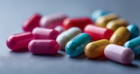  Vibrant pills in a pile, a colorful array of health and wellness