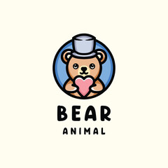 Bear Cute Logo Mascot Vector, Animal Icon Symbol, Wildlife Creative Vintage Graphic Design