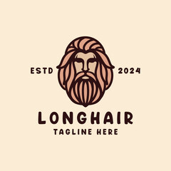 Man Beard Logo Mascot Vector, Barbershop Icon Symbol, Haircut Creative Vintage Graphic Design