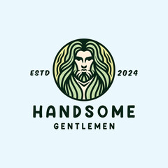 Man Beard Logo Mascot Vector, Barbershop Icon Symbol, Haircut Creative Vintage Graphic Design