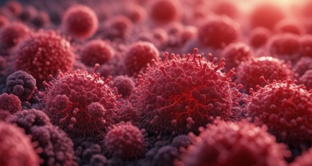  Close-up of a cluster of red cells with a detailed texture, possibly representing a microscopic view of a biological structure