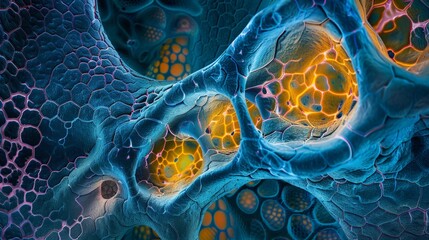 Microscopic ballet: Intricate dance of proteins revealing the colorful symphony of cell signaling