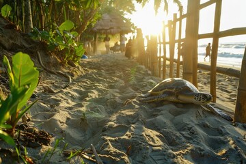 Turtle Haven: A Serene Bamboo-Fenced Area for Reptilian Delight