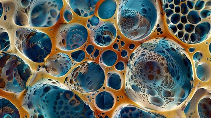 colorful symphony of structure under the electron microscope. - obrazy, fototapety, plakaty