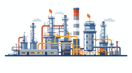 Flat design gas or oil refinery icon vector illustra