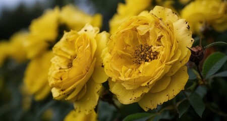  Vibrant yellow roses in full bloom