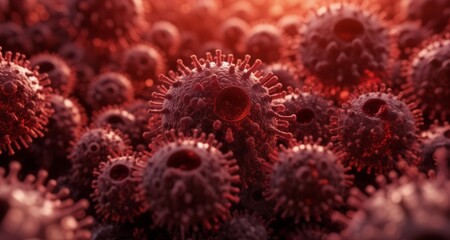 Obraz premium Microscopic view of a virus colony, a reminder of the unseen world of microbiology