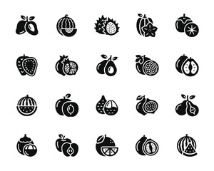 Fruits icon set isolated on transparent background