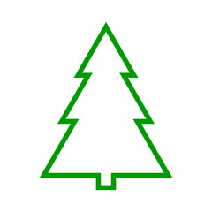 Christmas tree green line icon. Christmas tree line logo. Xmas symbol. Vector illustration isolated on white background.