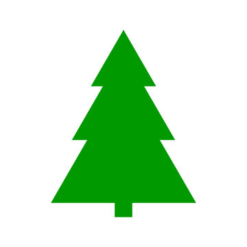 Christmas tree green icon. Christmas tree logo. Xmas symbol. Vector illustration isolated on white background.