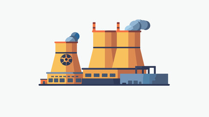 Flat design nuclear plant icon vector illustration i