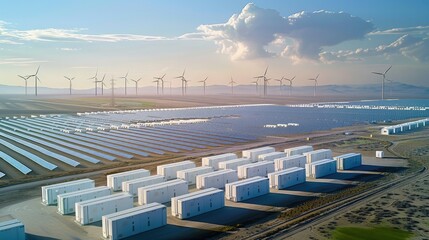 Efficient Energy Storage Solutions: A Landscape of White Rectangular Boxes