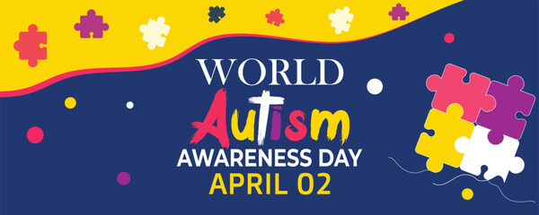 World Autism Awareness Day concept background. Autism Awareness Month theme banner vector illustration.