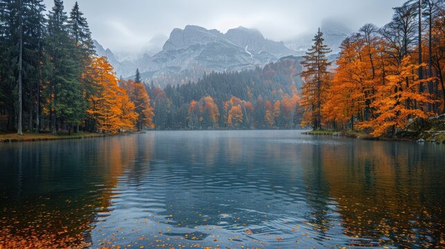Stunning autumn view of Braies Lake. Incredible morning scene of Dolomiti Alps
