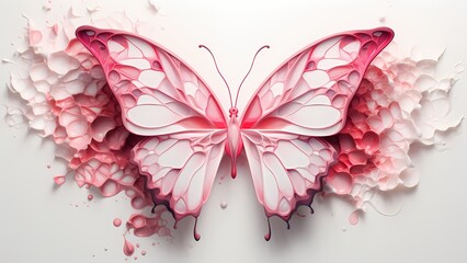 Liquid Pink Splash Butterfly