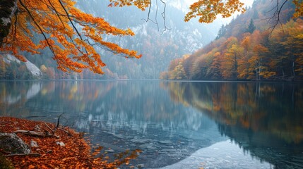 Lake Autumn Foliage . Alexander park in autumn, Pushkin, St. - obrazy, fototapety, plakaty