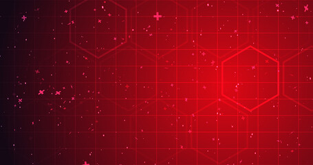 Medical healthcare science and technology background with plus sign and abstract molecules. Futuristic biotechnology chemistry ring structure pharmaceutical cell evolution bg. Bio gene helix bg.