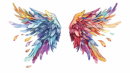 Graffiti angel wings. feathers doodle style vector i