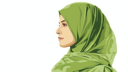 Green muslim woman isolated on white background vect