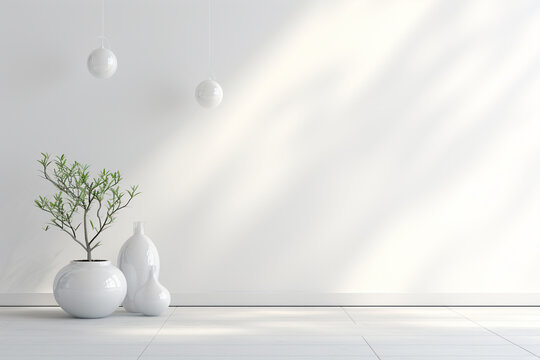 Modern bright interiors 3D rendering illustration. 3D rendering image