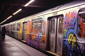 Train full of graffiti - 744927337