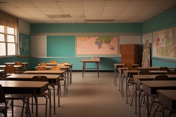 Fototapeta na wymiar Empty elementary school classroom