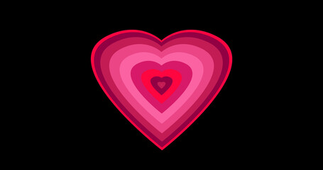 Concentric hearts infinite generating love machine concept. Passionate lovers Valentine's day wedding marriage anniversary element. Lovely honeymoon advertisement flirting icon in black overlay.