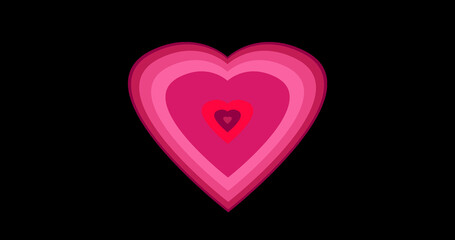 Concentric hearts infinite generating love machine concept. Passionate lovers Valentine's day wedding marriage anniversary element. Lovely honeymoon advertisement flirting icon in black overlay.