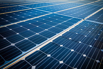 Solar panel on a solar farm Natural energy is a clean energy and has little impact on the community.