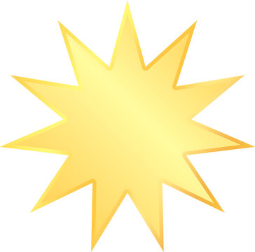 Flat multi-point gold star seal label badge png vector illustration for sign symbol icon sticker tag design decoration