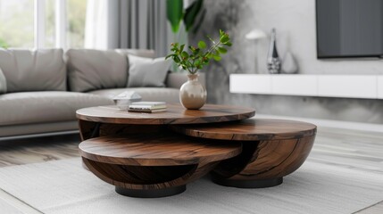 A circular tables stacked on top of each other.