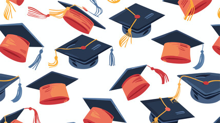 Hats graduation pattern isolated on white background
